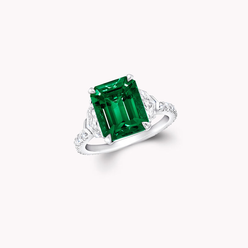 Emerald Cut Emerald and Diamond Solitaire Ring