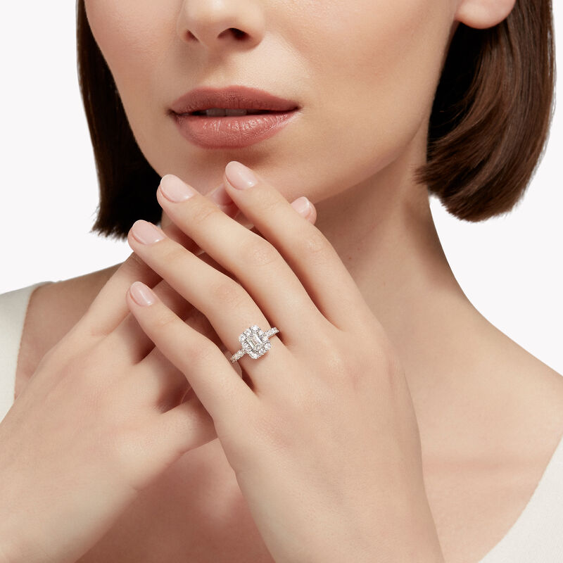 Icon Emerald Cut Diamond Engagement Ring, , hi-res