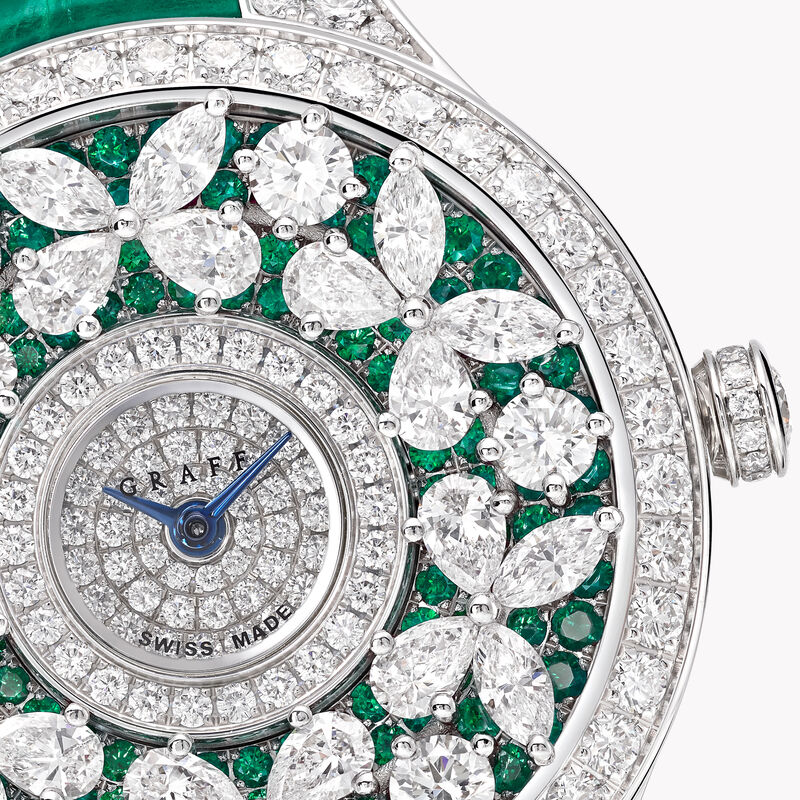 Classic Butterfly Diamond and Emerald Watch, , hi-res