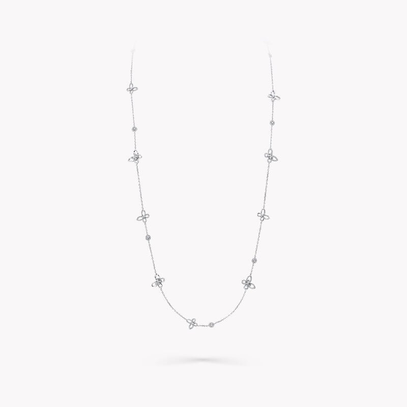 Butterfly Silhouette Diamond Long Necklace