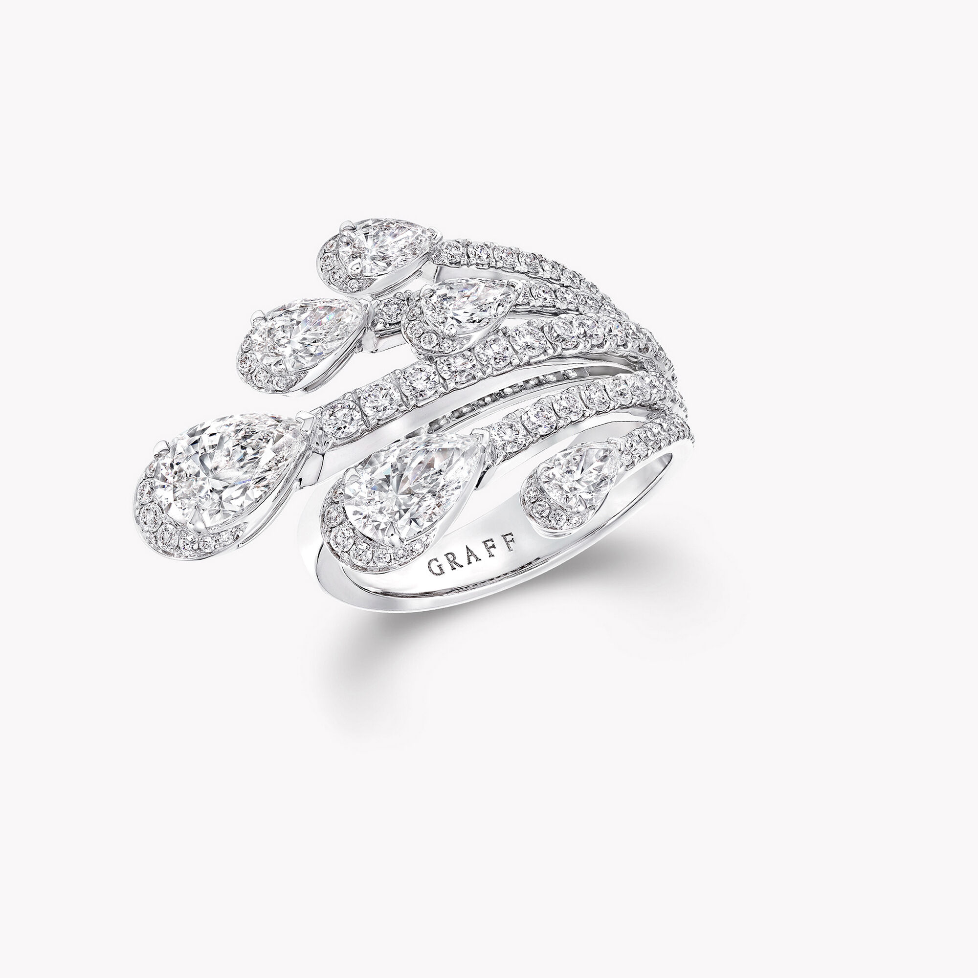 Duet Pear Shape Diamond Ring, White Gold - Graff