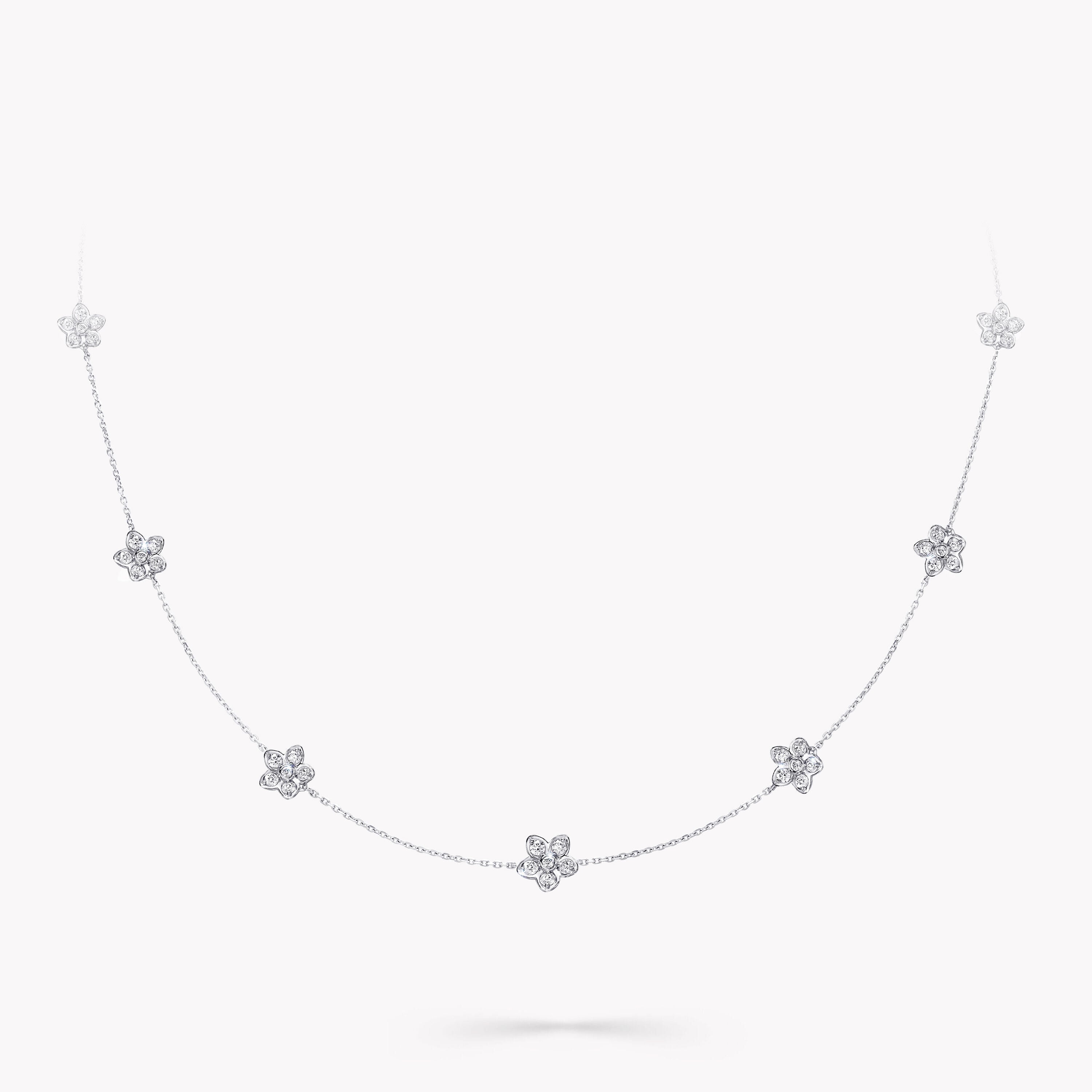 Wild Flower Petite Pavé Diamond Necklace, WHITE GOLD - Graff