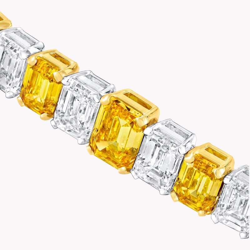 Emerald Cut Yellow and White Diamond Bracelet