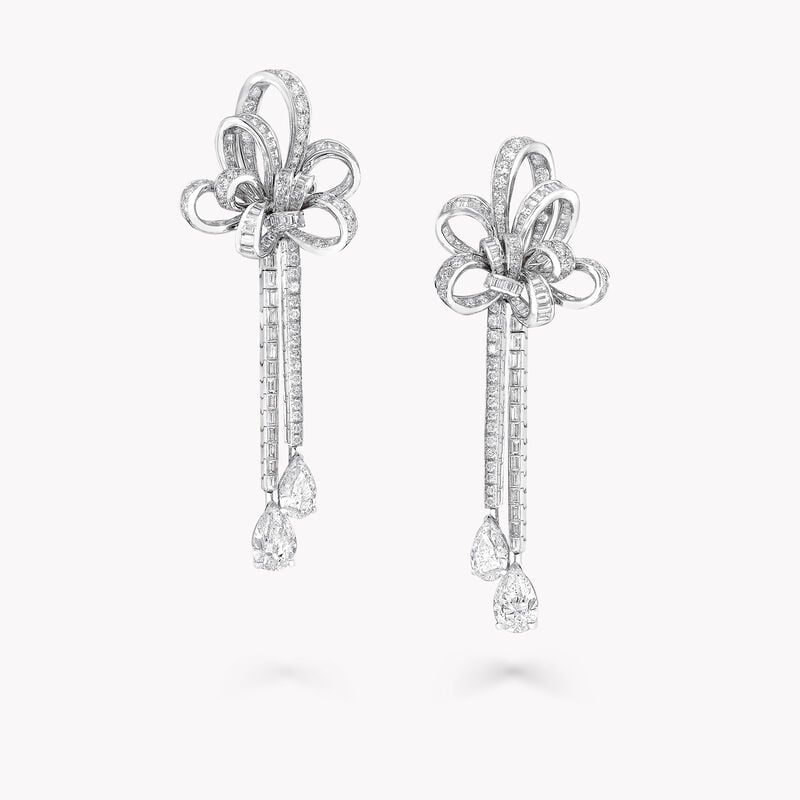 Tilda’s Bow Double Diamond Drop High Jewellery Earrings, , hi-res
