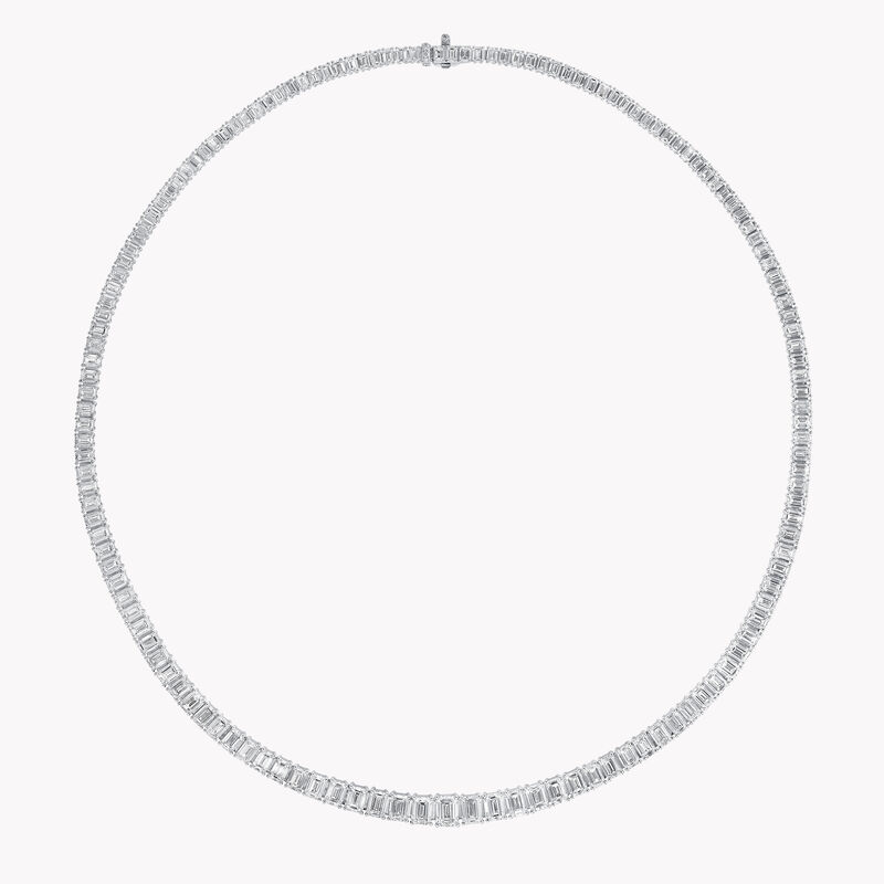 White Emerald Diamond Graduated Line Necklace