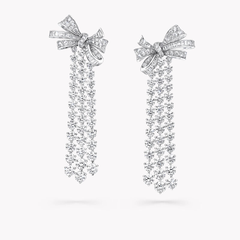 Tilda's Bow Triple Diamond Drop Earrings, , hi-res