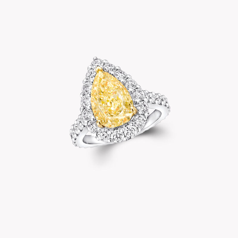 Icon Pear Shape Yellow Diamond and White Diamond Engagement Ring