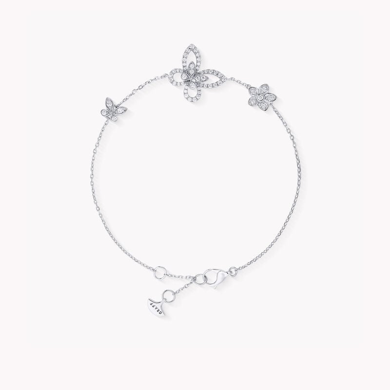 Butterfly Silhouette and Flower Diamond Bracelet