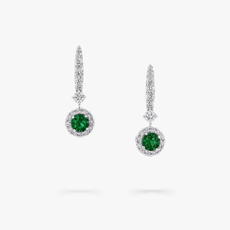 Icon Round Emerald and Diamond Earrings