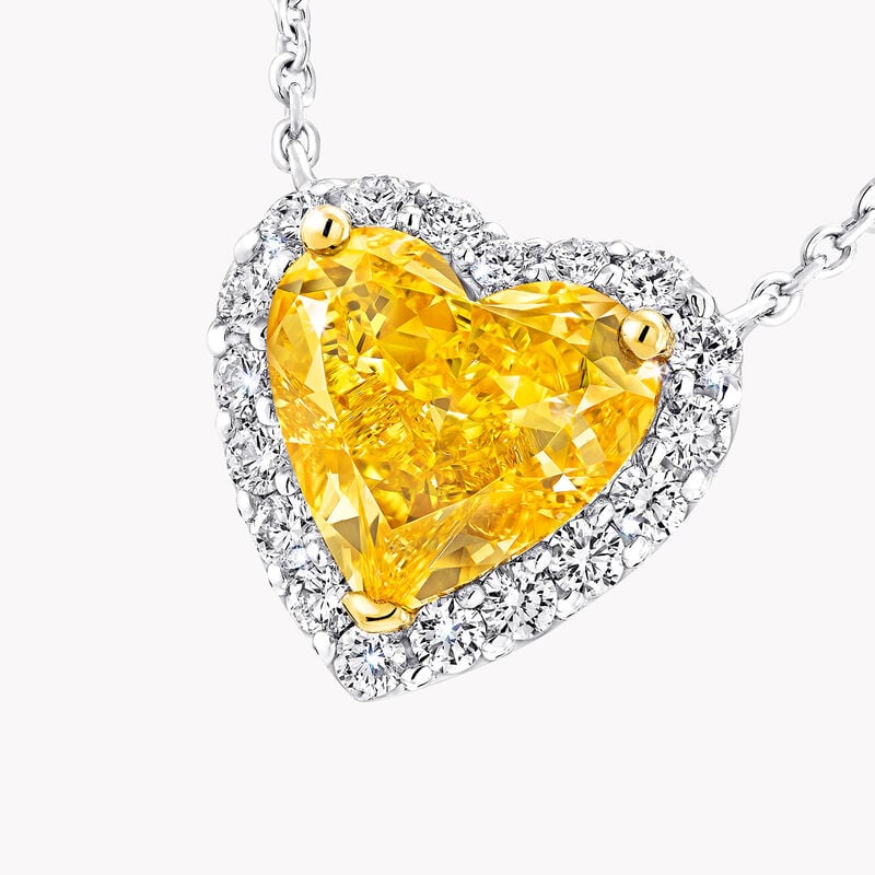 Icon Heart Shape Yellow and White Diamond Pendant