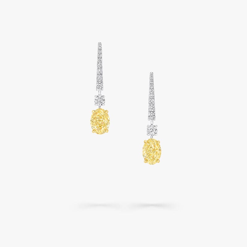Oval Yellow Diamond Solitaire Earrings