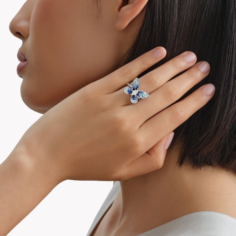 Butterfly Sapphire, Tourmaline and Diamond Ring 