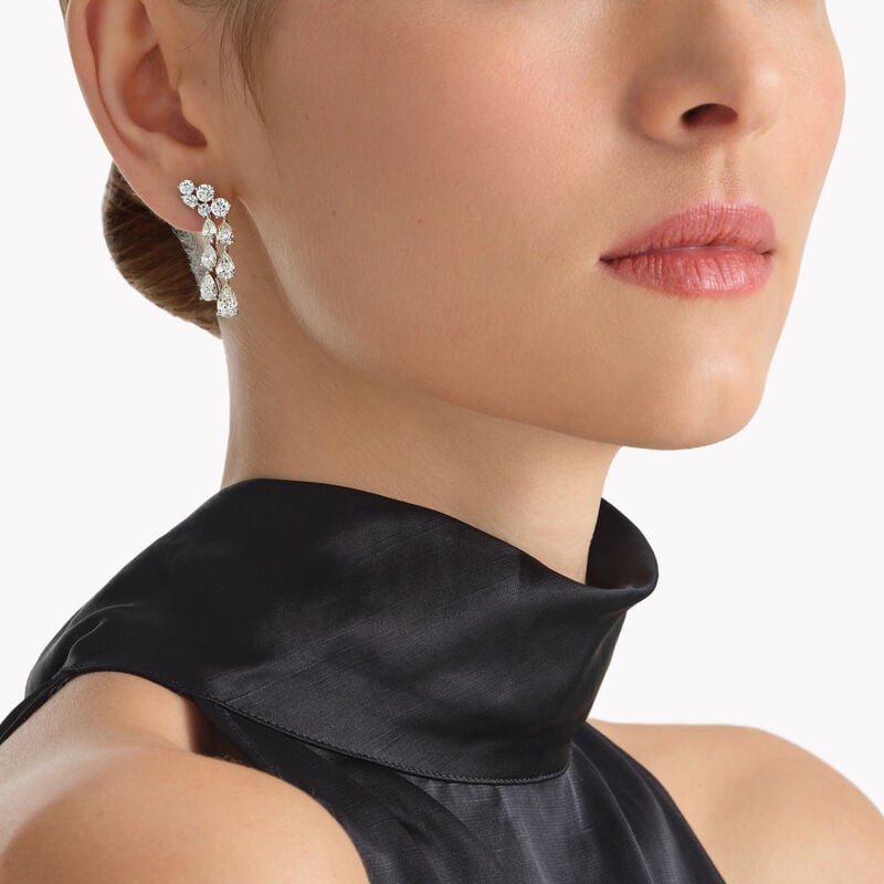 Pear Shape and Round Diamond Earrings