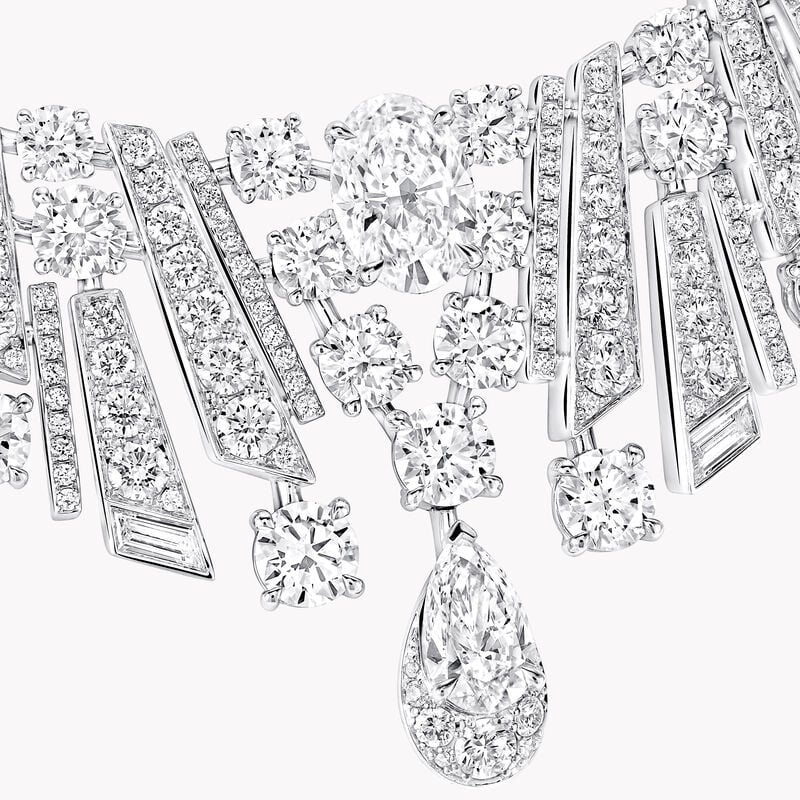 Oval, Pear Shape, Round and Baguette Cut Diamond Necklace
