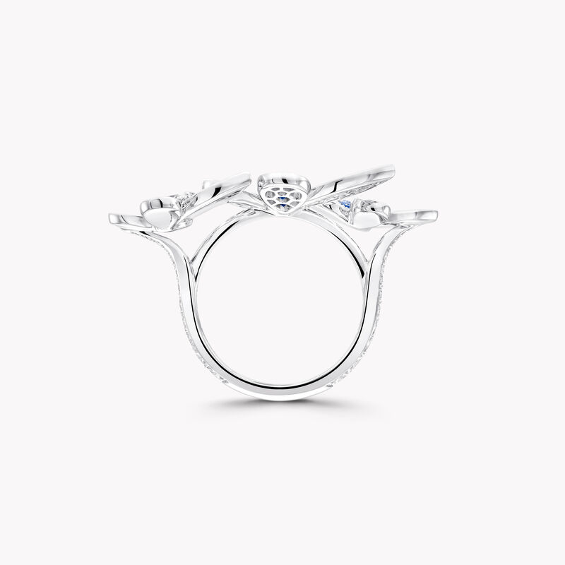 Bague avec diamants et saphirs bleus triple Butterfly