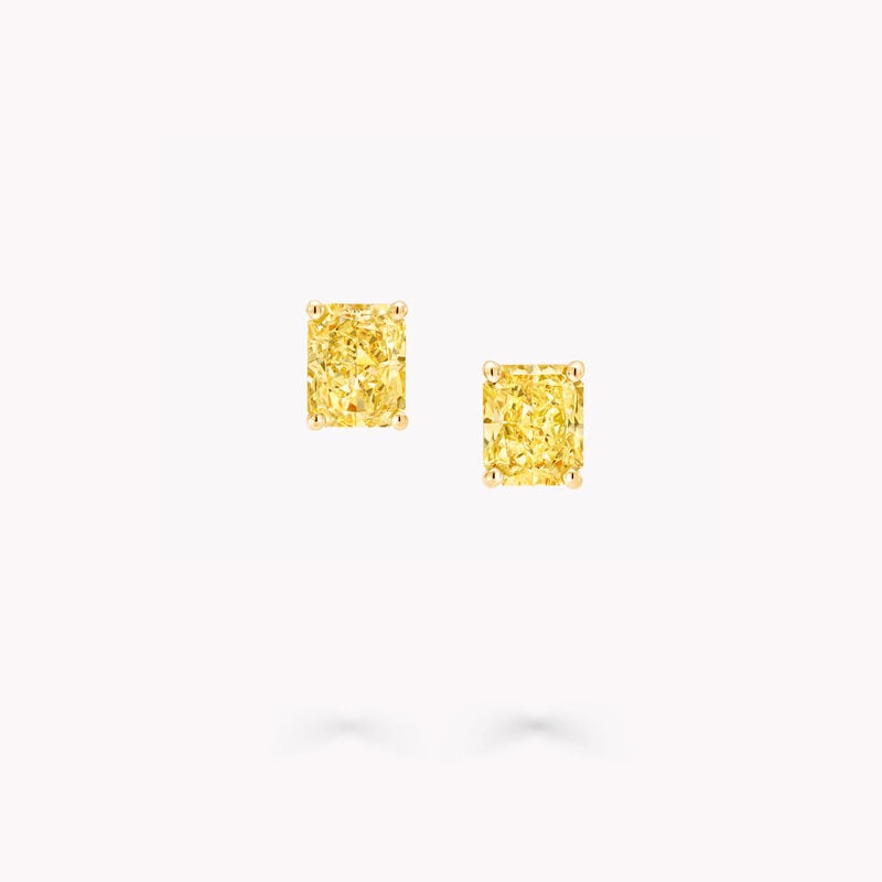 Yellow Radiant Cut Diamond Stud Earrings