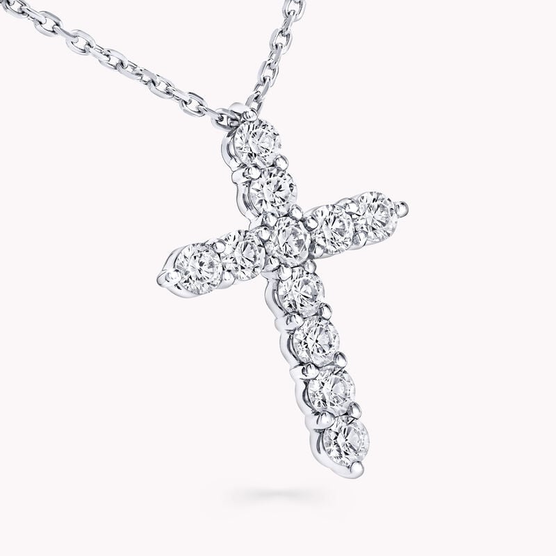 Round Diamond Cross Mini Pendant