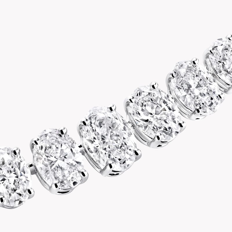 White Oval Diamond Graduated Line Necklace