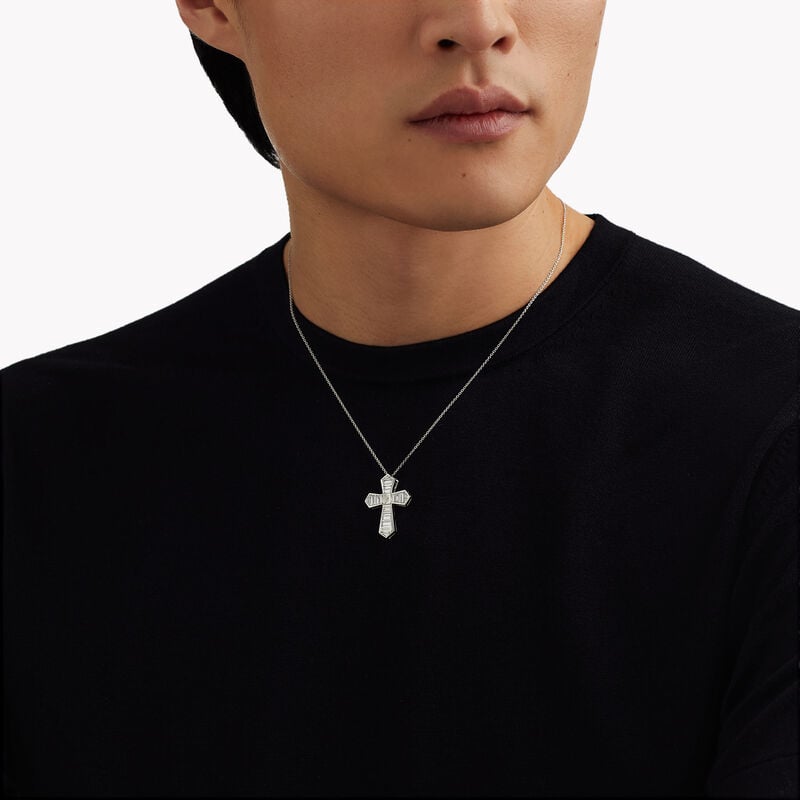Baguette Cut Diamond Cross Pendant
