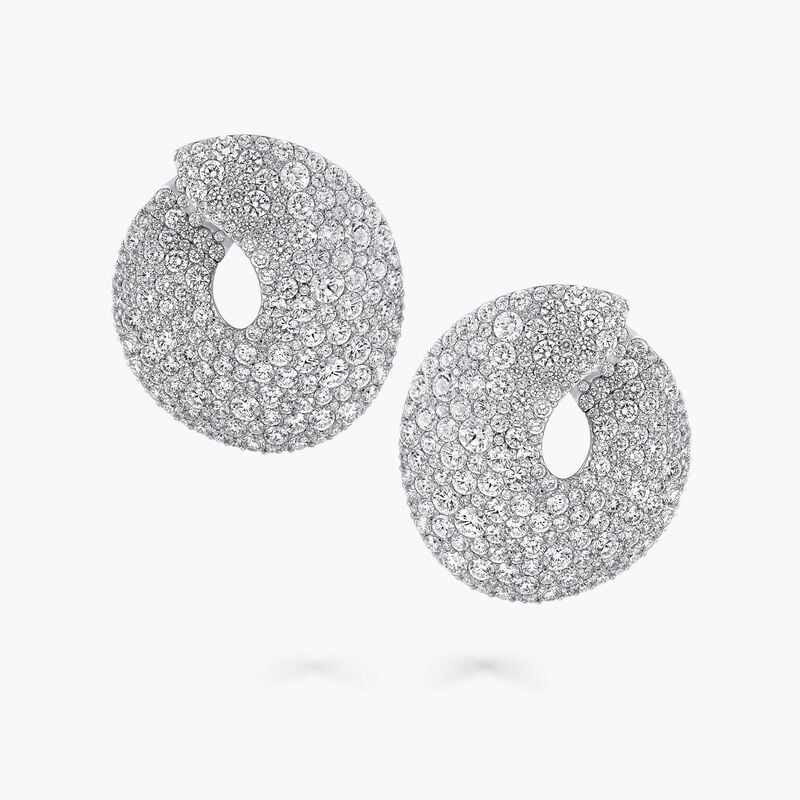 White Diamond Pav&eacute; Spiral Earrings