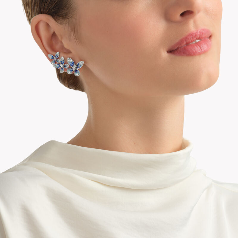 Butterfly Sapphire, Tourmaline and Diamond Ear Climbers