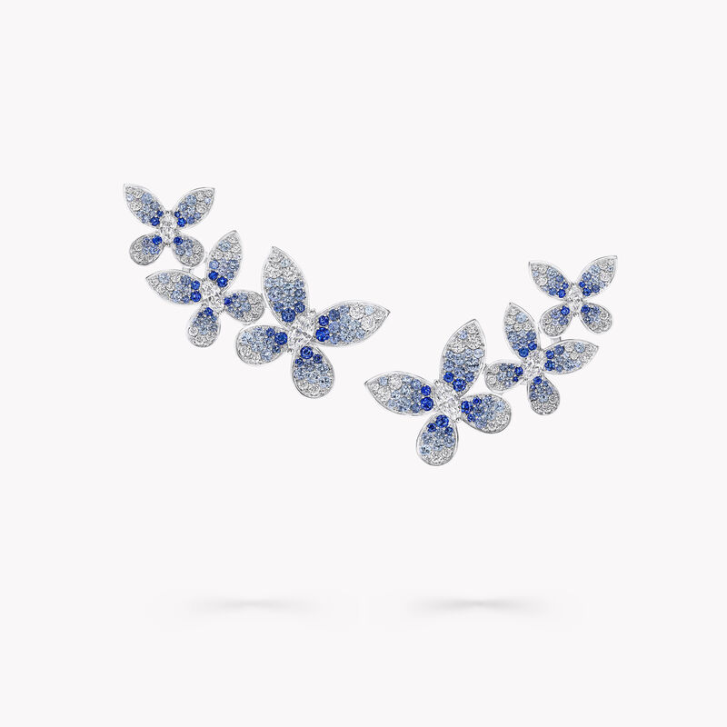 Butterfly Sapphire, Tourmaline and Diamond Ear Climbers