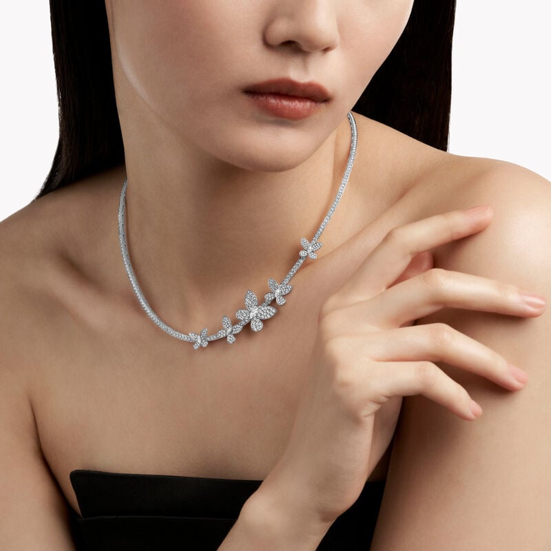 Pav&eacute; Butterfly Diamond Necklace
