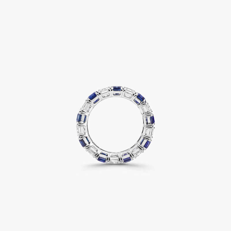 Emerald Cut Sapphire and Diamond Wedding Band