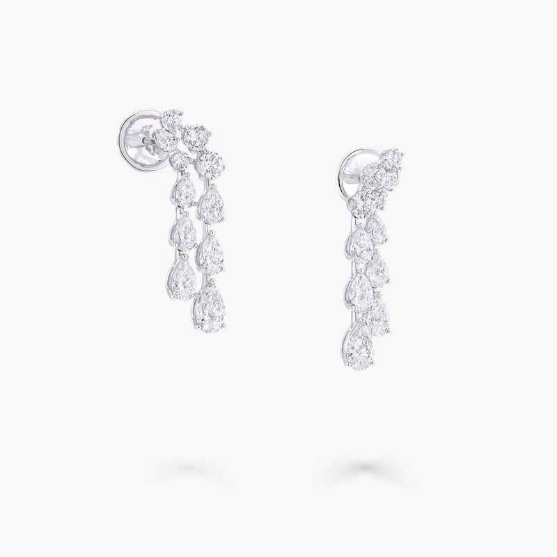 Pear Shape and Round Diamond Earrings