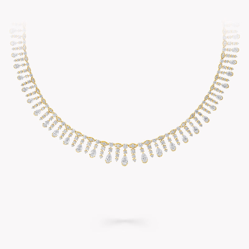 Pear Shape and Round Diamond Fringe Necklace