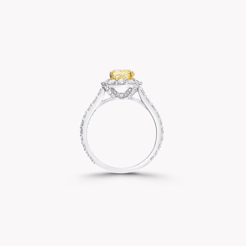 Icon Cushion Cut Yellow and White Diamond Engagement Ring