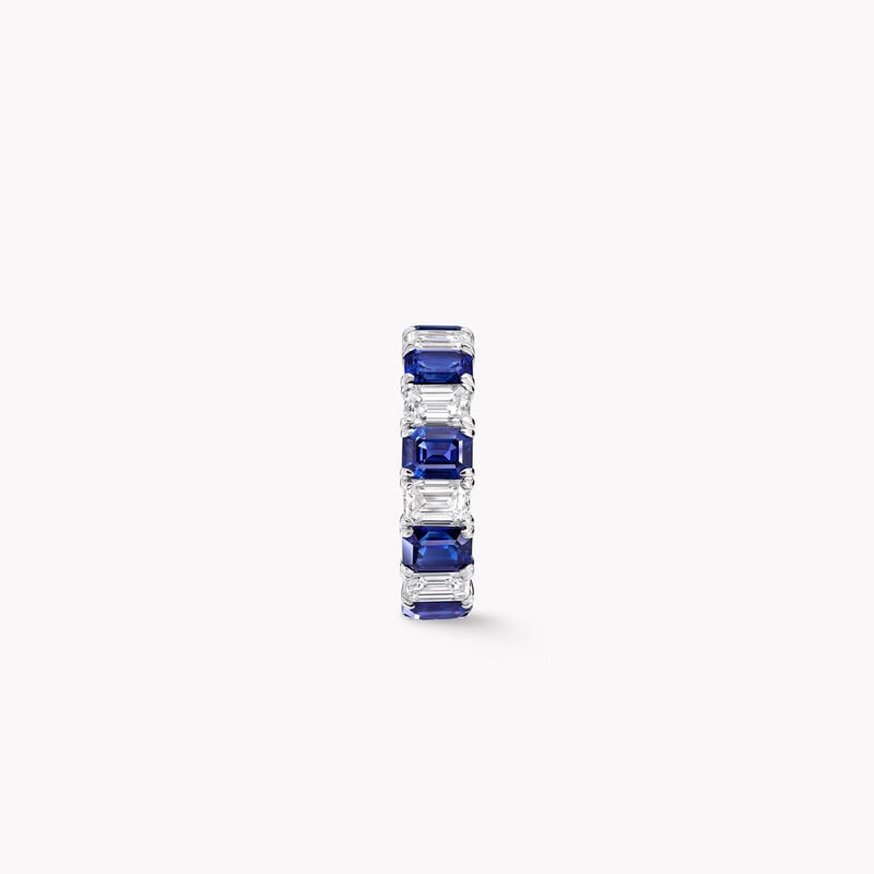 Emerald Cut Sapphire and Diamond Wedding Band