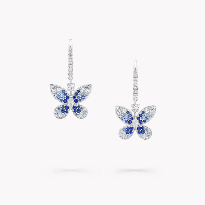 Butterfly Sapphire, Tourmaline and Diamond Drop Earrings 