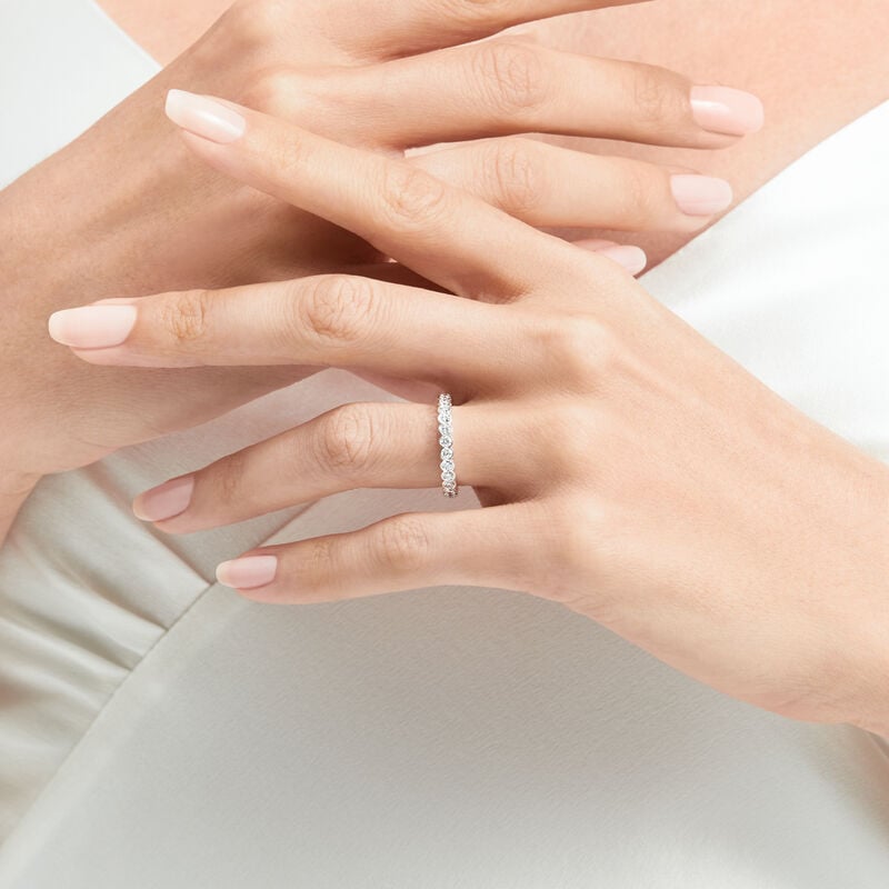 Bezel Set Round Diamond Wedding Band