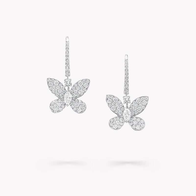 Pav&eacute; Butterfly Diamond Drop Earrings