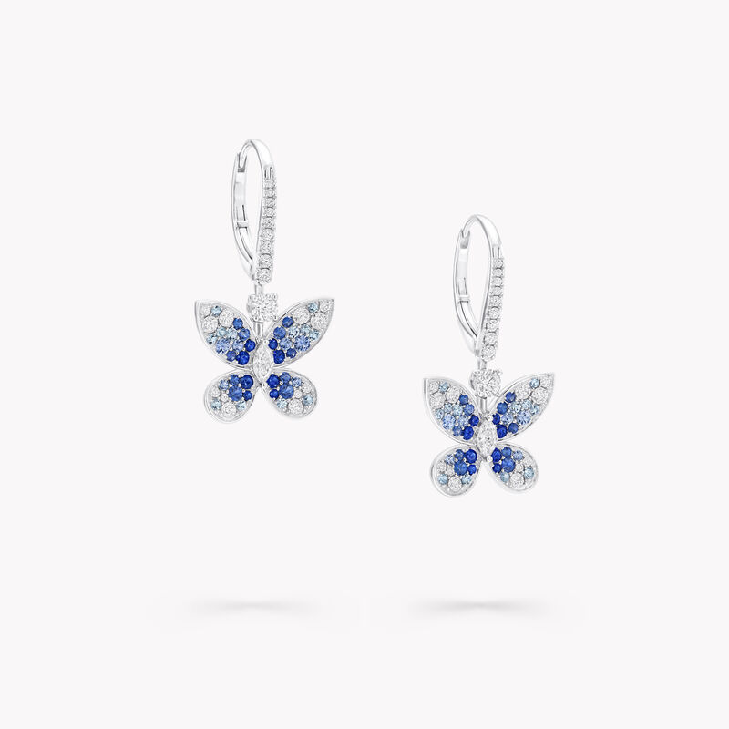 Butterfly Sapphire, Tourmaline and Diamond Drop Earrings 