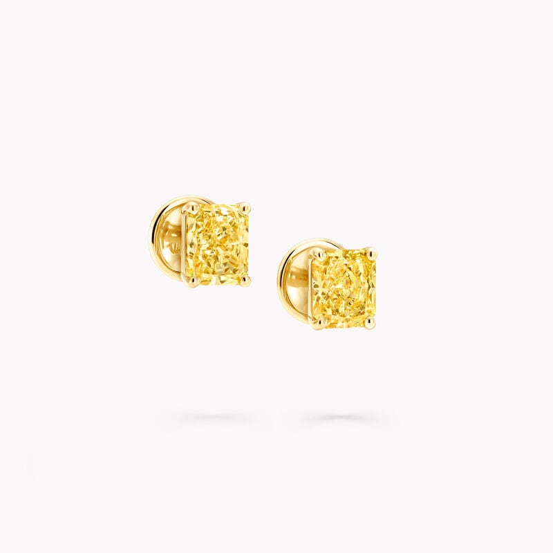 Yellow Radiant Cut Diamond Stud Earrings