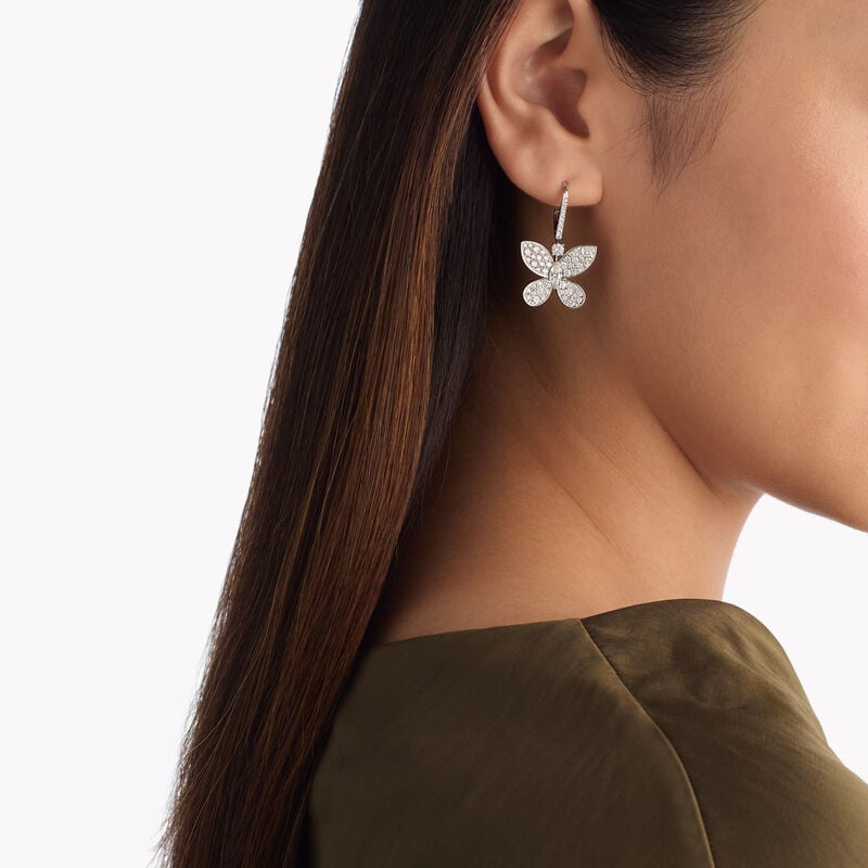 Pav&eacute; Butterfly Diamond Drop Earrings