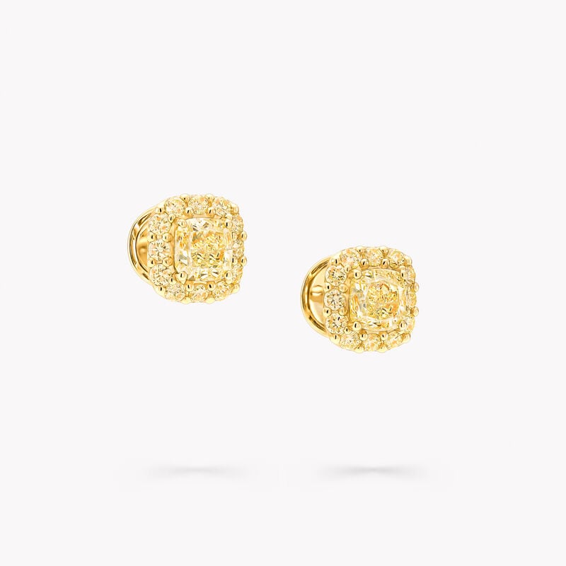 Icon Fancy Yellow Cushion Cut Diamond Earrings