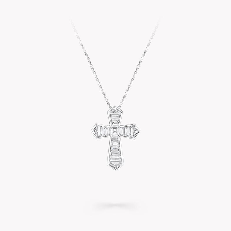 Baguette Cut Diamond Cross Pendant