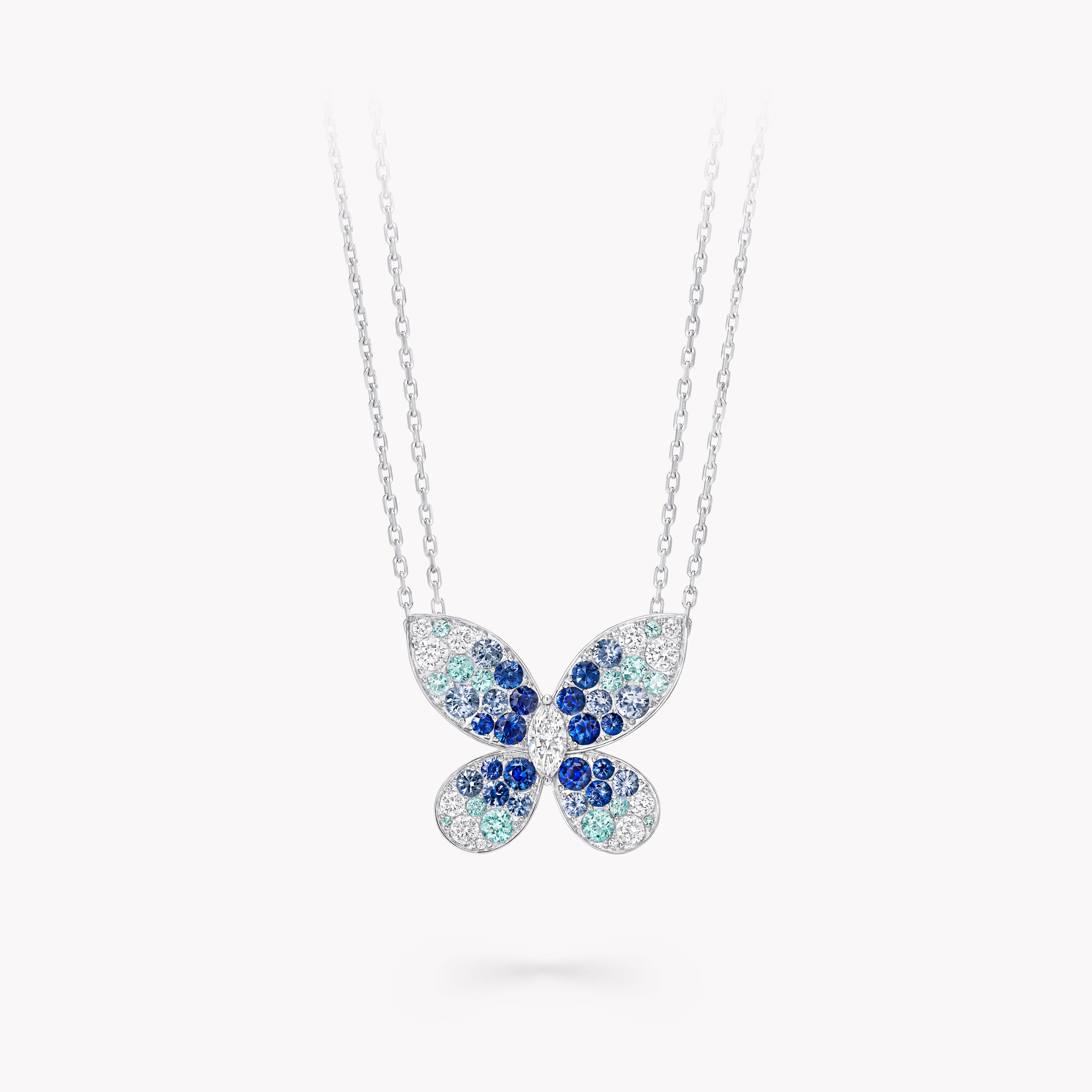 ダイアモンド　蝶 Butterfly Sapphire, Tourmaline and Diamond Pendant , - Graff