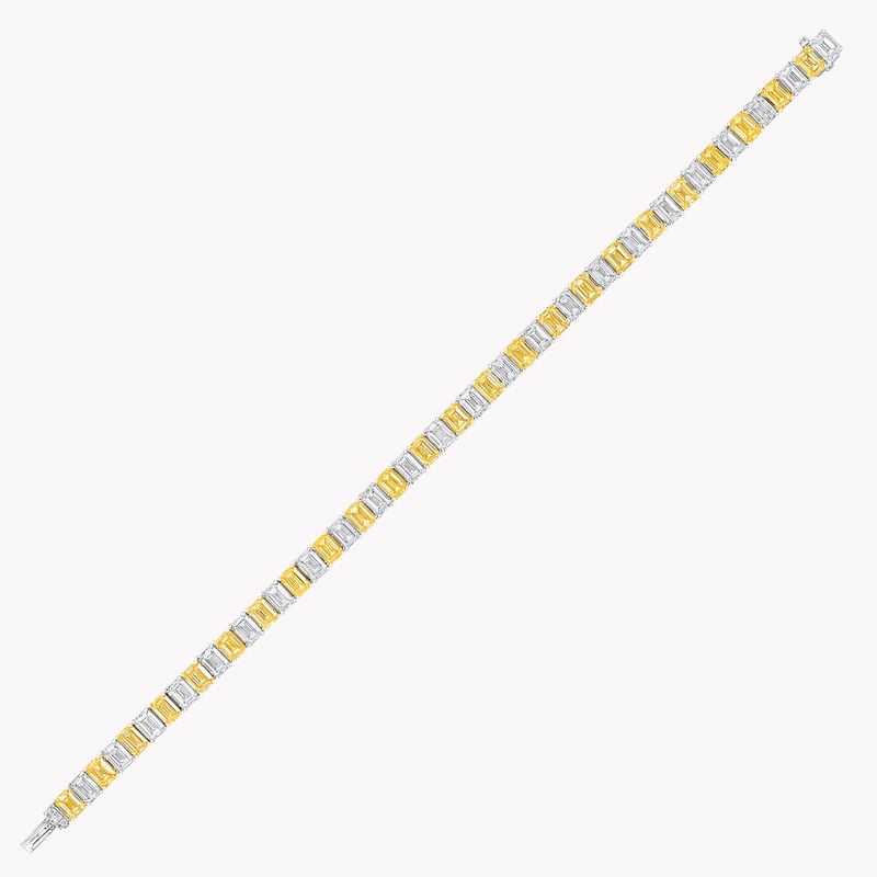 Emerald Cut Yellow and White Diamond Bracelet
