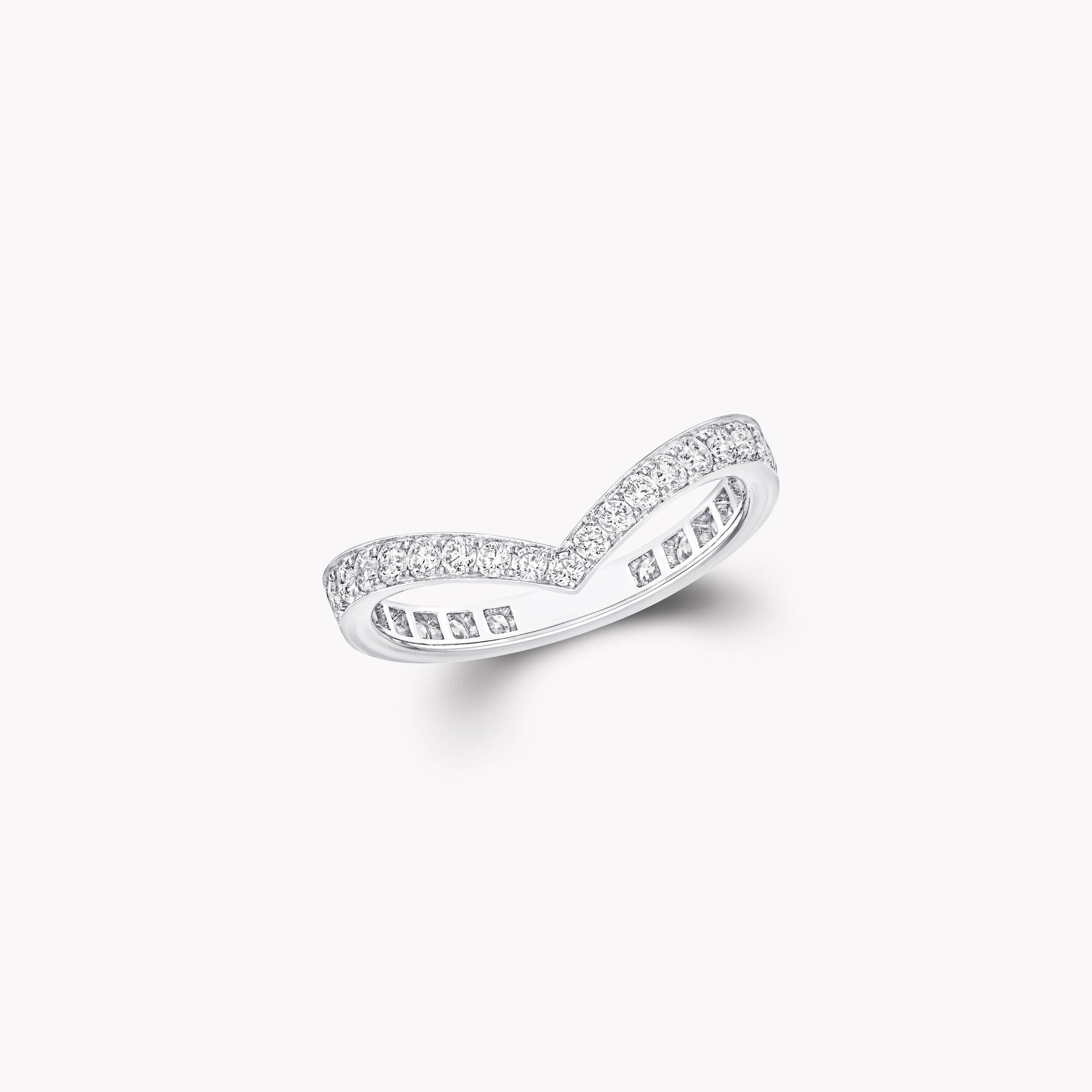 Diamond Shape Html V-Shape Diamond Wedding Band, White Gold - Graff