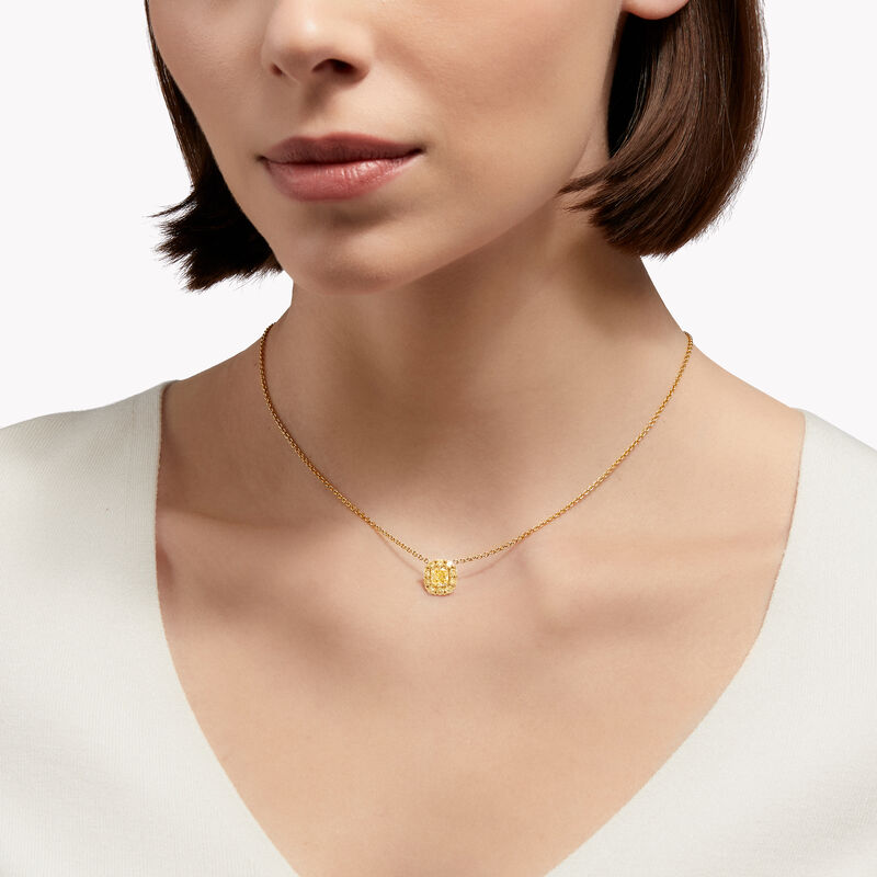 Icon Cushion Cut Yellow Diamond Pendant