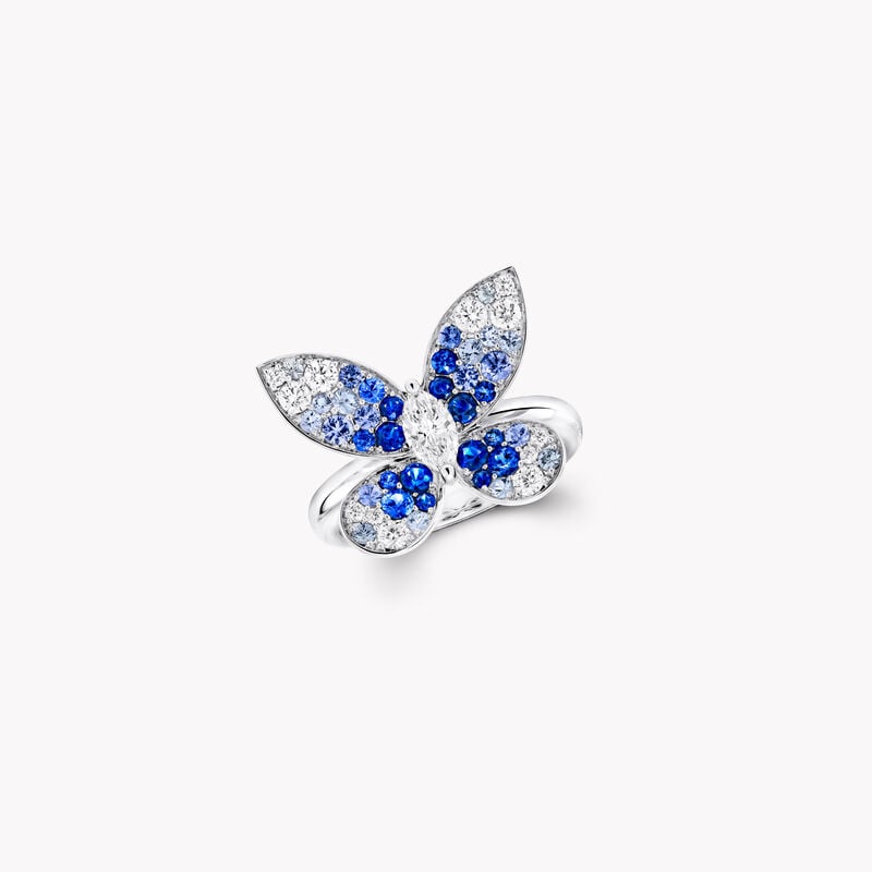 Butterfly Sapphire, Tourmaline and Diamond Ring 