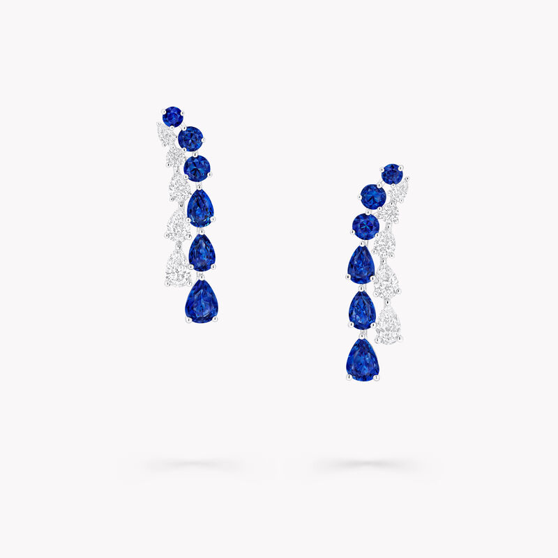 Pear Shape and Round Sapphire and Diamond Earrings