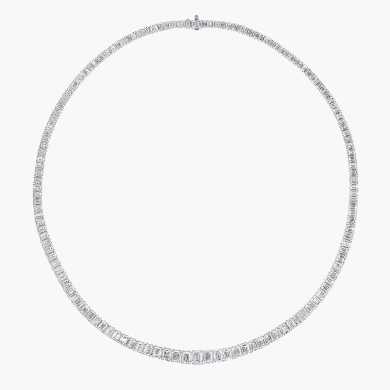 Emerald Cut Diamond Graduated Line Necklace