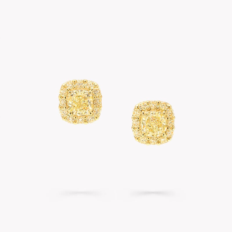 Icon Fancy Yellow Cushion Cut Diamond Earrings