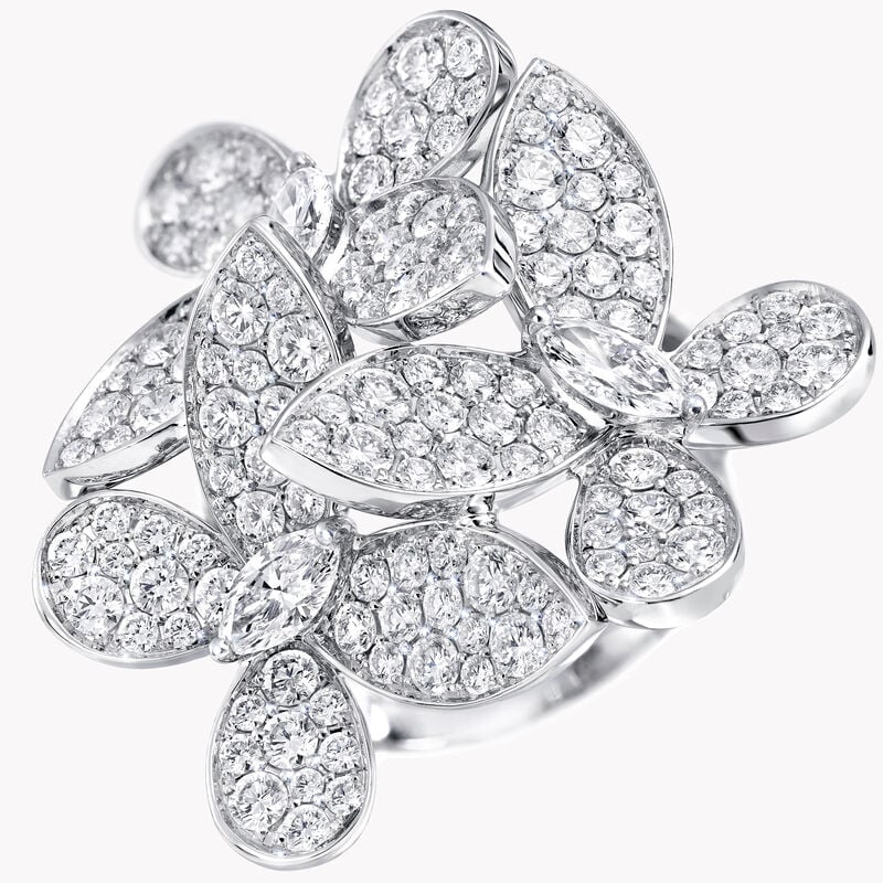 Triple Pav&eacute; Butterfly Diamond Ring
