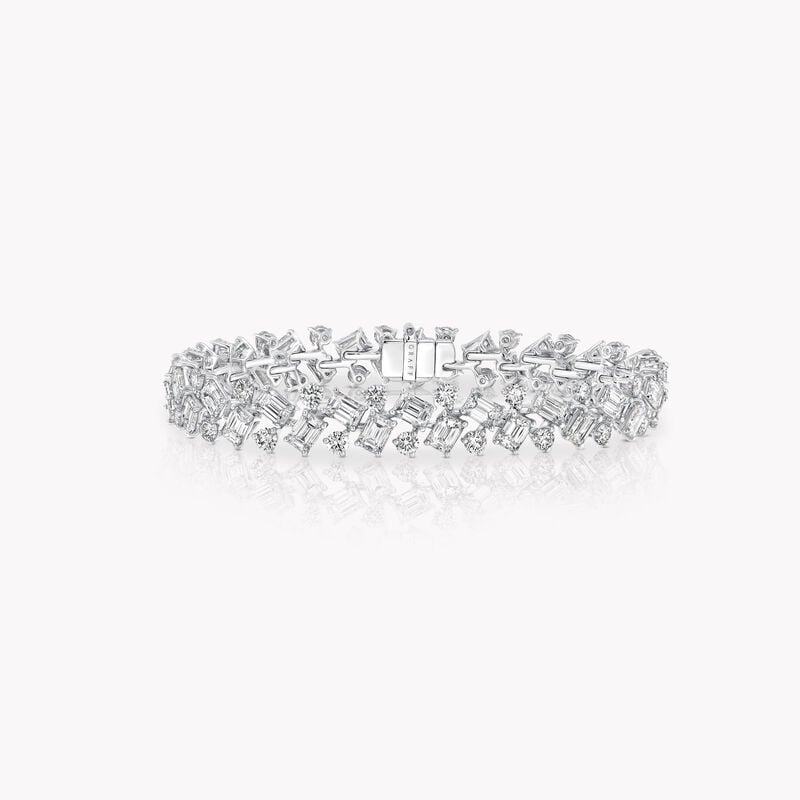 Emerald Cut And Round Diamond Bracelet